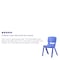 Flash Furniture Blue Plastic Stackable School Chair with 15.5" Seat Height, PK2 2-YU-YCX-005-BLUE-GG - alternate 3